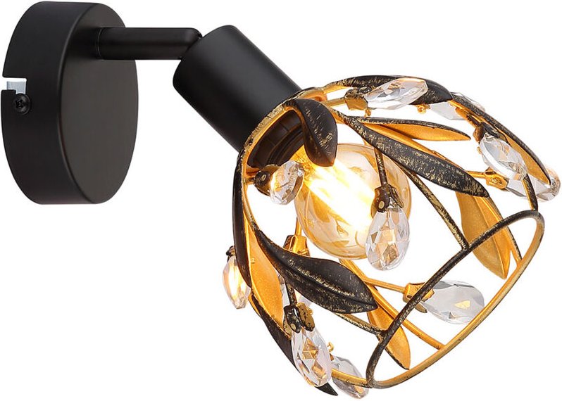 Thumbnail - Wandleuchte Wandlampe Flurlampe Schlafzimmerleuchte Schwarz Gold Kristalle