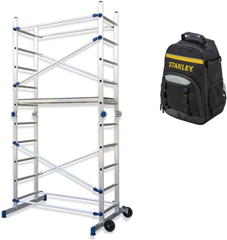 Gerüstleiter klappbar - Max. Arbeitshöhe 3.78m + Rucksack - FACPN-SAC