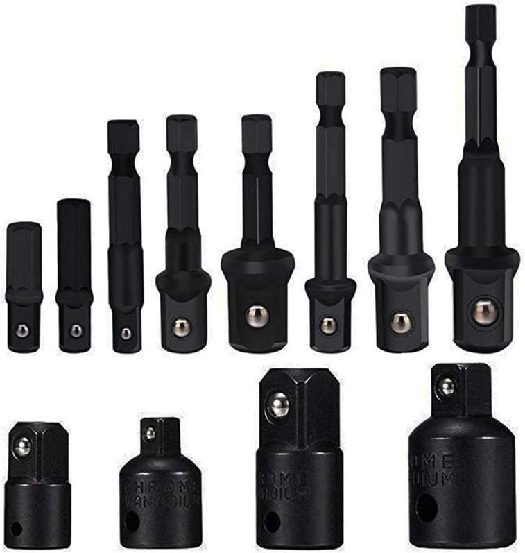 Steckschlüssel-Adapter-Konverter-Set, Sechskantschaft, Bohrer, Mutternschlüssel, 8-teilig, Steckschlüssel-Verlängerungsa...