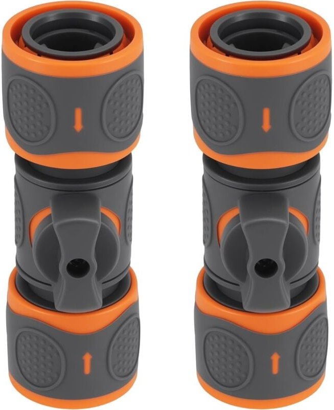 2 x Garden Hose Connector 1/2 Inch (12 mm) Hose Coupling with Regulating Valve Water Stop Garden Hose Coupling Garden Ho...