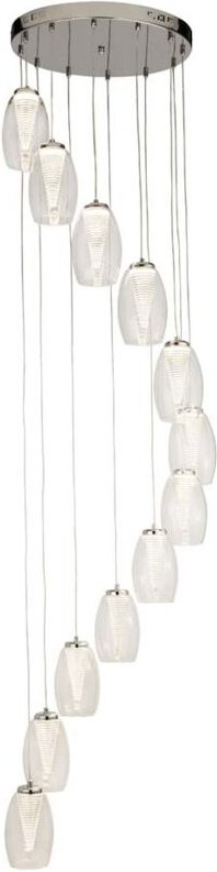 Hängelampe Pendelleuchte Esszimmerleuchte led Glas klar Stahl Chrom 12-Flammig