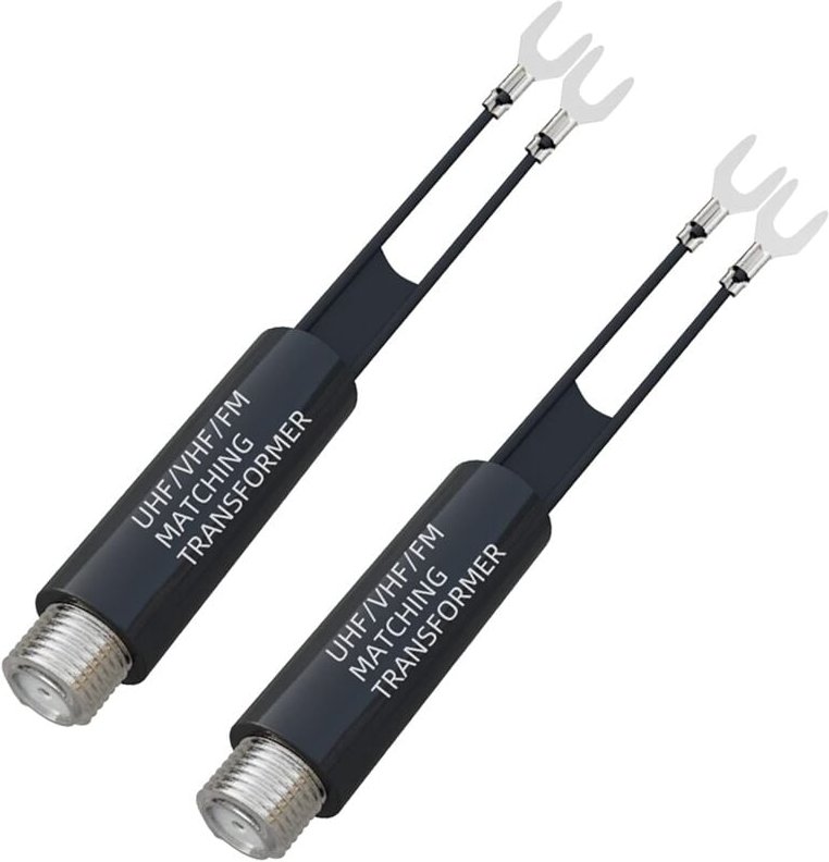 Dolaso - Verschiedene Transformatoren, 2 Stück, vernickelt, 75 Ohm auf 300 Ohm, UHF/VHF/FM-Konverter-Adapter mit F-Typ-B...