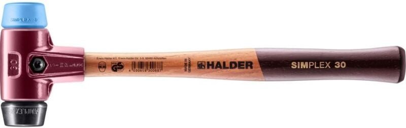 SIMPLEX-Schonhammer, TPE-soft / Gummikomposition mit Tempergussgehäuse und hochwertigem Holzstiel D=30 mm 3012.030