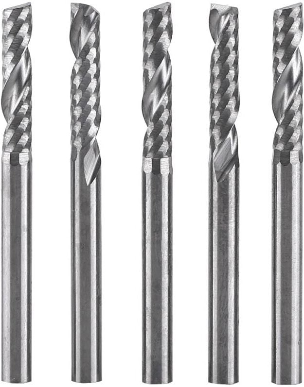 5 Stück Fräser 1/8 Zoll, Schaftfräser für Aluminium, Einzelnut-Fräser, Nutenschneider, 3,175 mm x 12 mm Hartmetall-Flach...