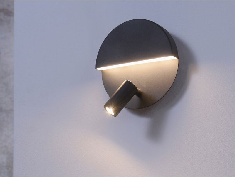 Trio - led Leselampe mario Schwarz mit Schalter & Stecker, ø 16cm