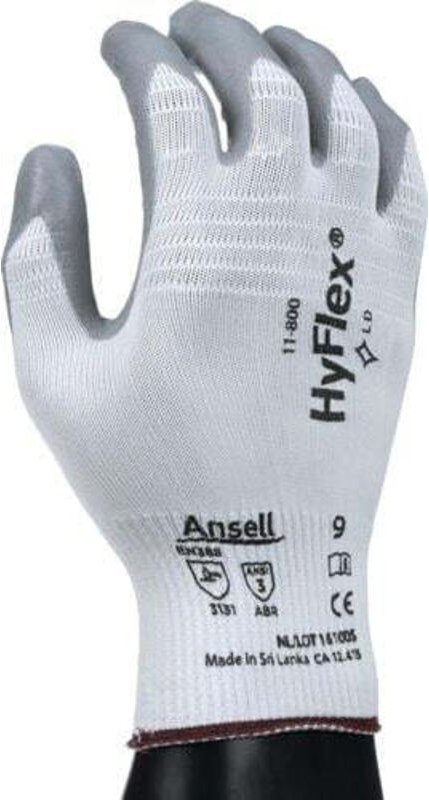 FP - Handschuhe HyFlex 11-800 Gr.9 weiß/grau en 388 psa ii Nyl.m.Nitrilschaum ansell