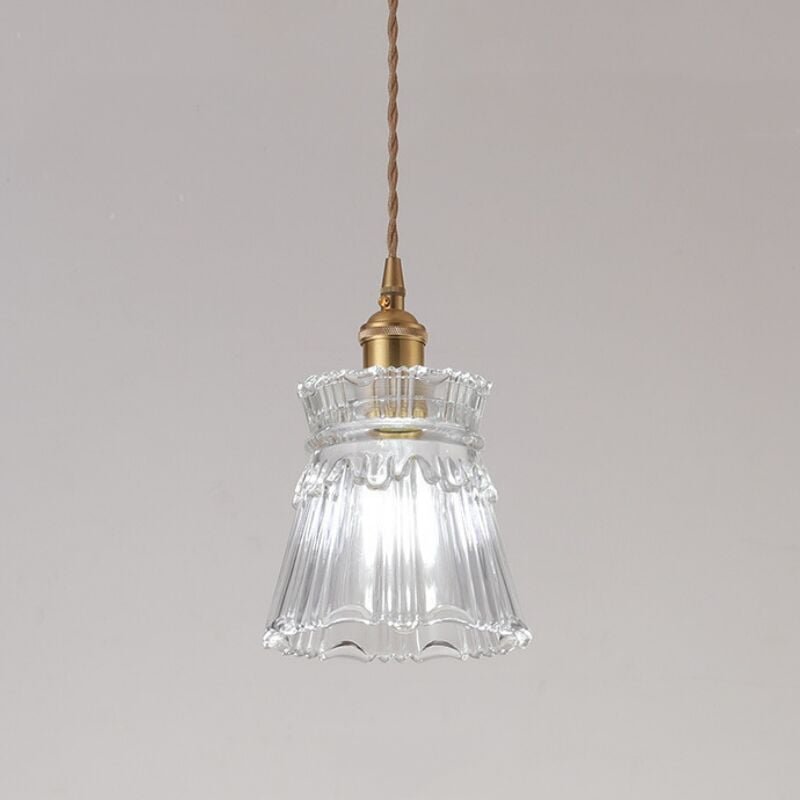 Wottes - Industrieller Jahrgang Kronleuchter Glas Pendelleuchte Messing E27 Lampenfassung Deckenleuchte HängelampeØ14,5C...