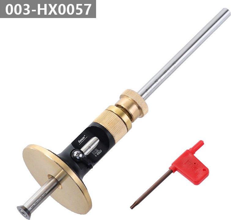 Anstecklehre, mit Rad für Weich- und Hartholz, Sicherheitsarretierung, Mikroeinstellfunktion (schwarz)