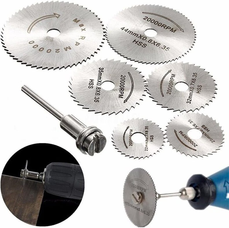 Set mit 6 HSS-Mini-Trennscheiben für Rotationswerkzeuge, Kreissägeblätter mit 3,2-mm-Dorn zum Schneiden von Holz, Kunsts...
