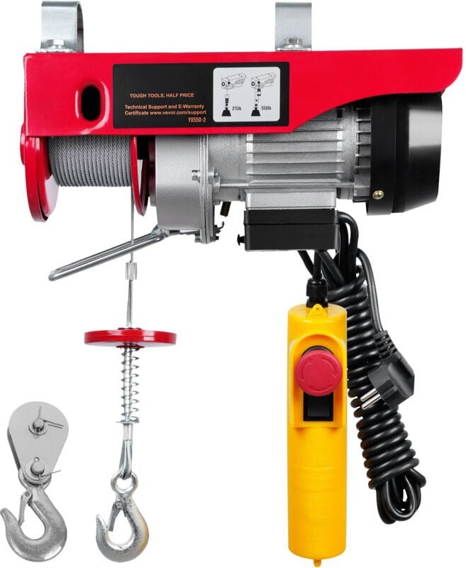 Thumbnail - Mophorn Elektrische Hebezeug 550 lbs Kapazität 510W 220V Stahldraht Winde 14ft Fernbedienung 40ft Hubhöhe Kupfer Motor f...