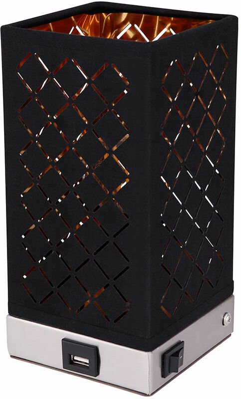 Etc-shop - Wandleuchte Wandlampe Stoffschirm Wohnzimmerlampe schwarz gold mit usb Anschluss, Metall Textil, 1x E14, BxH ...