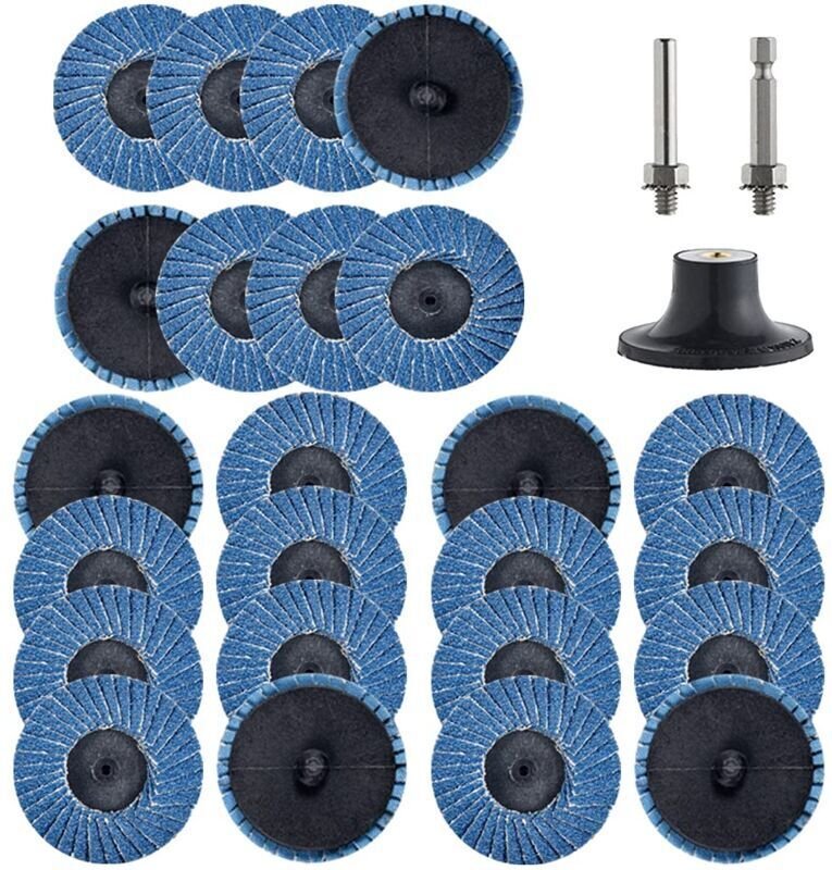 24-teiliges 2-Zoll-Roll-Lock-Klappdeckeltablett mit 1/4-Zoll-Bohrzubehör und flacher Schleifscheibe