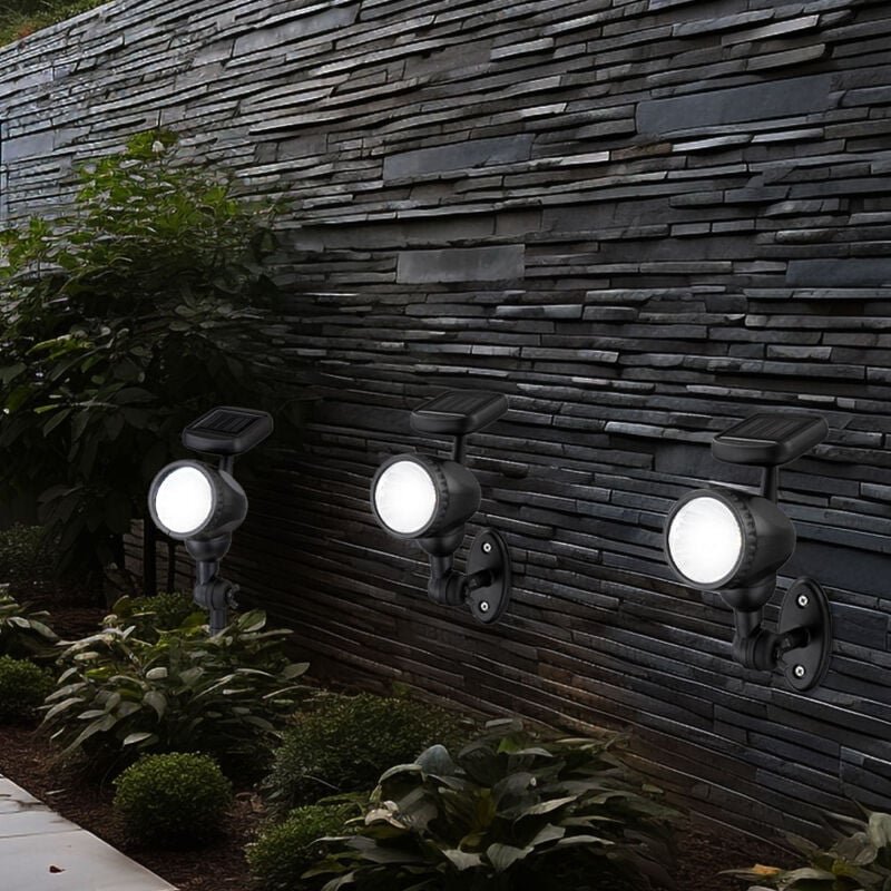 Außenleuchte Solarlampe Solarleuchte Steckleuchte Lampe Garten, IP44 Erdspieß Akku beweglicher Spot, schwarz, 1x led war...