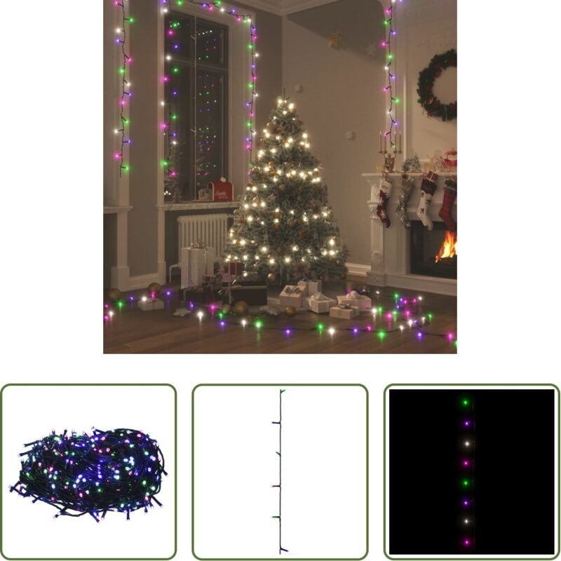 vidaXL Weihnachtsdekoration - LED-Lichterkette mit 150 LEDs Pastell Mehrfarbig 15 m PVC