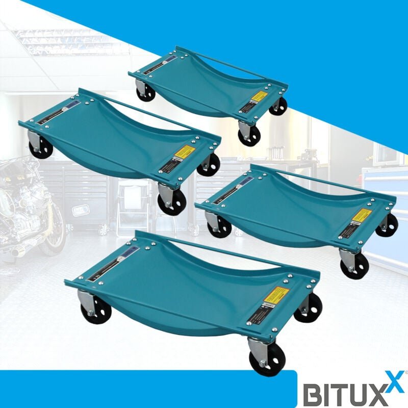 Thumbnail - 4 Stück Rangierhilfen Rangierroller Rangierheber für pkw Auto Anhänger belastbar bis 450 kg pro Rangierroller - Bituxx