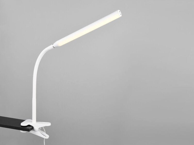 Reality Leuchten - led Klemmleuchte nevada Weiß dimmbar & 3 Lichtfarben, Höhe 38-69cm