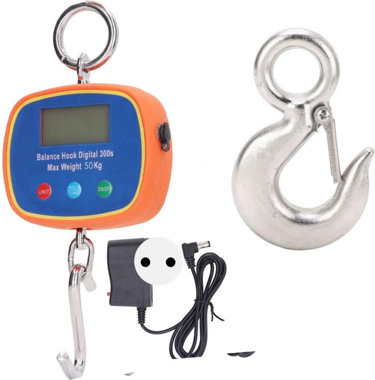 Doppelseitige elektronische Hakenwaage mit LCD-Anzeige, tragbare Hängewaage für Industriekräne, 50 kg/100 lb, 90–240 V, ...