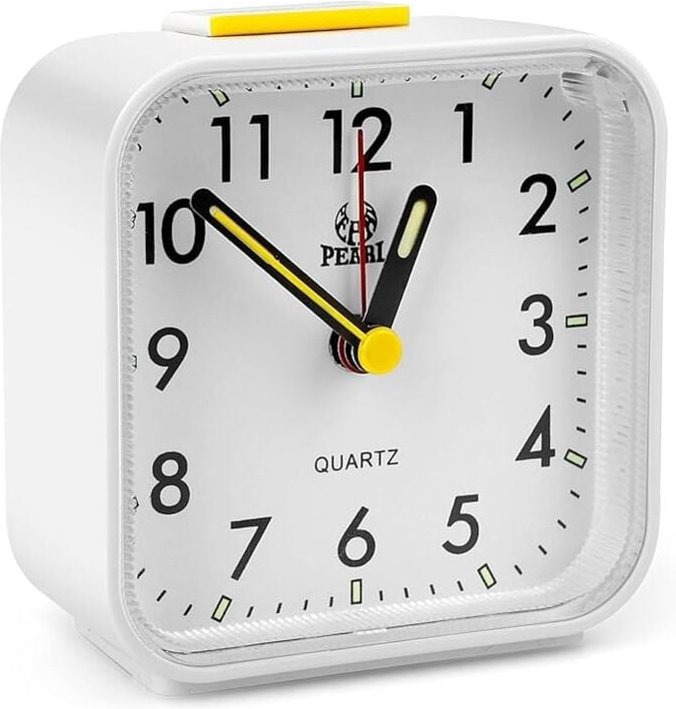 Leiser analoger Wecker, Morgenwecker, Nachttisch-Quarzwecker aus Kunststoff, kleiner, nicht tickender, batteriebetrieben...