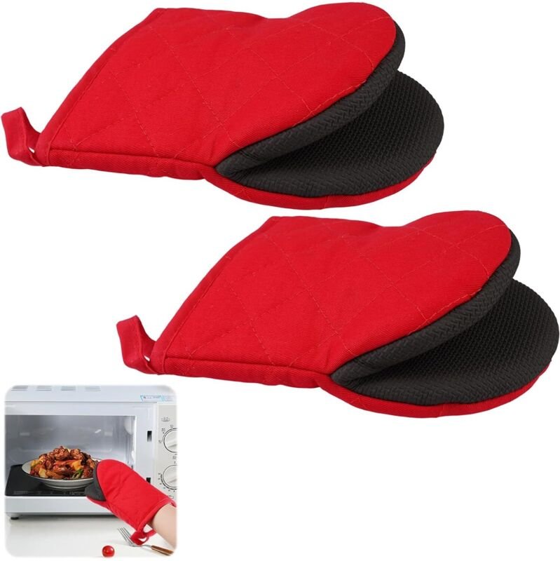 Paar hitzebeständige Ofenhandschuhe (19,5 x 15,5 cm), 260 ° hitzebeständige Ofenhandschuhe, rutschfeste Ofenhandschuhe a...