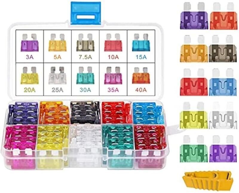 Gebildet 80 Stück 12V-24V Sortierte Kfz-Standard-Flachsicherungen, mechanische Sicherungen, 3A 5A 7,5A 10A 15A 20A 25A 3...