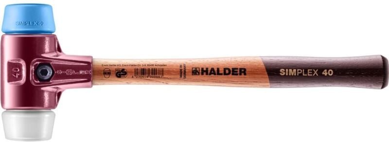 SIMPLEX-Schonhammer, TPE-soft / Superplastik mit Tempergussgehäuse und hochwertigem Holzstiel D=40 mm 3017.040