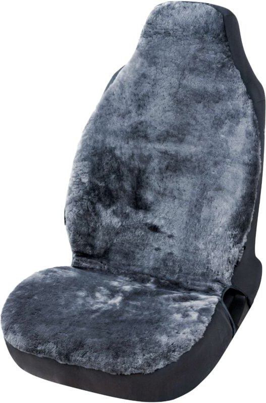 Autositzbezug Zoya aus Lammfell, PKW-Schonbezug Einzelsitz Highback, zipp-it Lammfellbezug mit Reißverschluss anthrazit