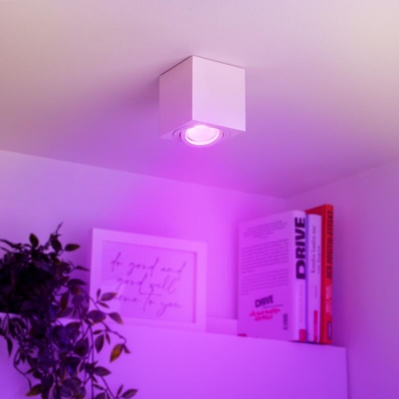 Eckiger Aufbaustrahler schwenkbar Deckenbeleuchtung - Farbe: weiß - LED Leuchtmittel: GU10 5W RGB+CCT 230V dimmbar 60°