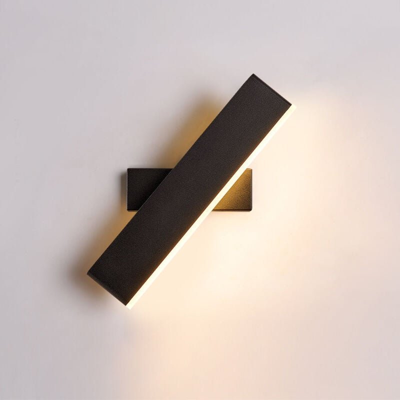 Innen-LED-Wandleuchte, 360 drehbare Wandlampe aus Metall und Acryl, schwarze Wandlampe für Schlafzimmer, Wohnzimmer, Tre...