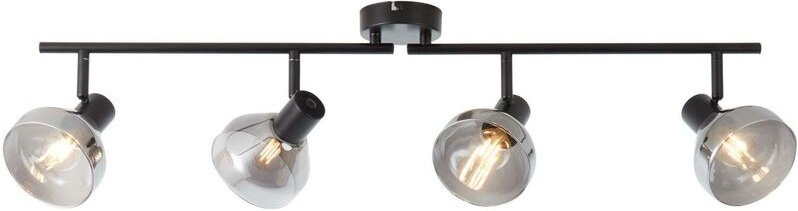 Lampe Reflekt Spotrohr 4flg schwarzmatt/rauchglas 4x D45, E14, 18W, geeignet für Tropfenlampen (nicht enthalten) Köpfe s...