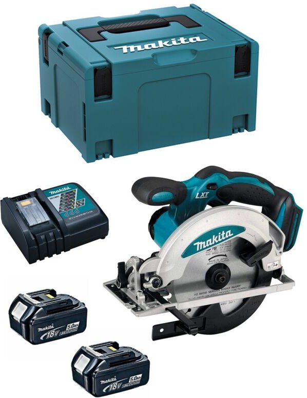 Makita - Werkzeug - 18V Akku-Handkreissäge 165 mm, 2x Akku 5,0 Ah lxt, Ladegerät DSS610RTJ