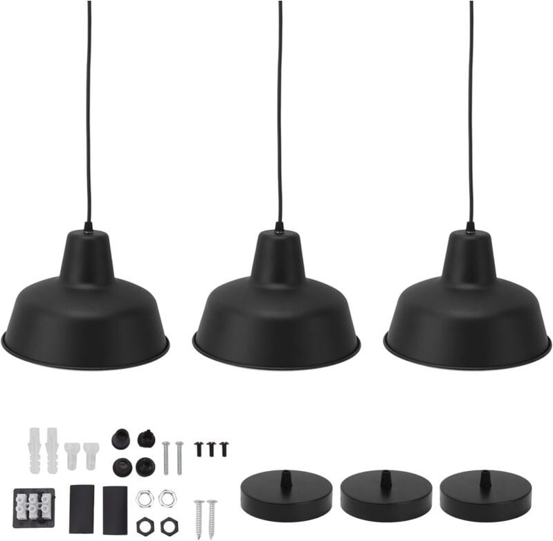 3er-Set moderne Pendelleuchten mit konischen Metallschirmen, Mini-Bauernhausbeleuchtung aus Eisen, verstellbare, große G...
