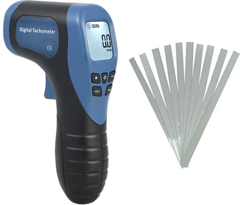 Tragbarer digitaler Laser-Tachometer, berührungsloser Drehzahlmesser, Motordrehzahlmesser, Pistole, Messbereich: 2,5–999...
