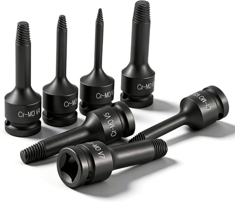 Schraubenausdreher-Set, 7-teilig, Linksgewinde-Schraubenausdreher, 3-15 mm 1/2 Zoll CR-MO Stahl-Schraubenausdreher zum E...