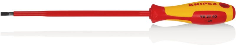 Knipex - 98 21 45 Schraubendreher für Schlitzschrauben isolierender Mehrkomponenten-Griff, VDE-geprüft brüniert 287 mm