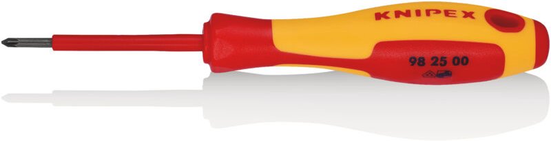 Knipex - 98 25 00 Schraubendreher für Kreuzschlitzschrauben Pozidriv® isolierender Mehrkomponenten-Griff, VDE-geprüft br...