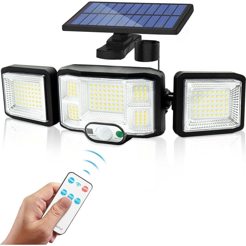 Thumbnail - Outdoor Solar Wand Lampe Led Lampe 3 Köpfe 192 Leds Motion Sensor Sicherheit Licht Flutlicht Beleuchtung Ip65 Wasserdich...