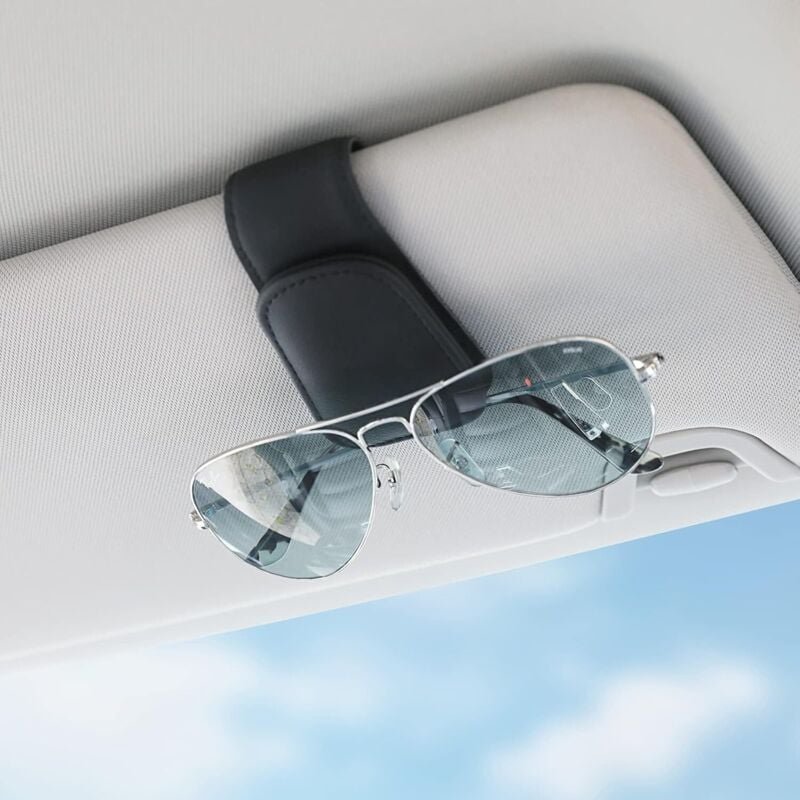 Tigrezy - Sonnenbrillenhalter für die Sonnenblende im Auto, magnetisches Leder-Autoinnenzubehör, universell für Auto, su...