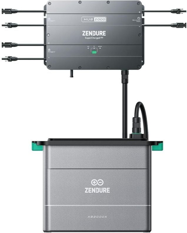 Zendure SolarFlow, Balkon-Ladestation, HUB 2000 mit 1800 W Solareingang, AB2000X mit 1920 Wh Kapazität, erweiterbare Kap...