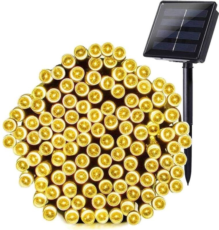 Solar-Lichterkette für draußen und drinnen, 22 m, 200 LEDs (warmweiß)
