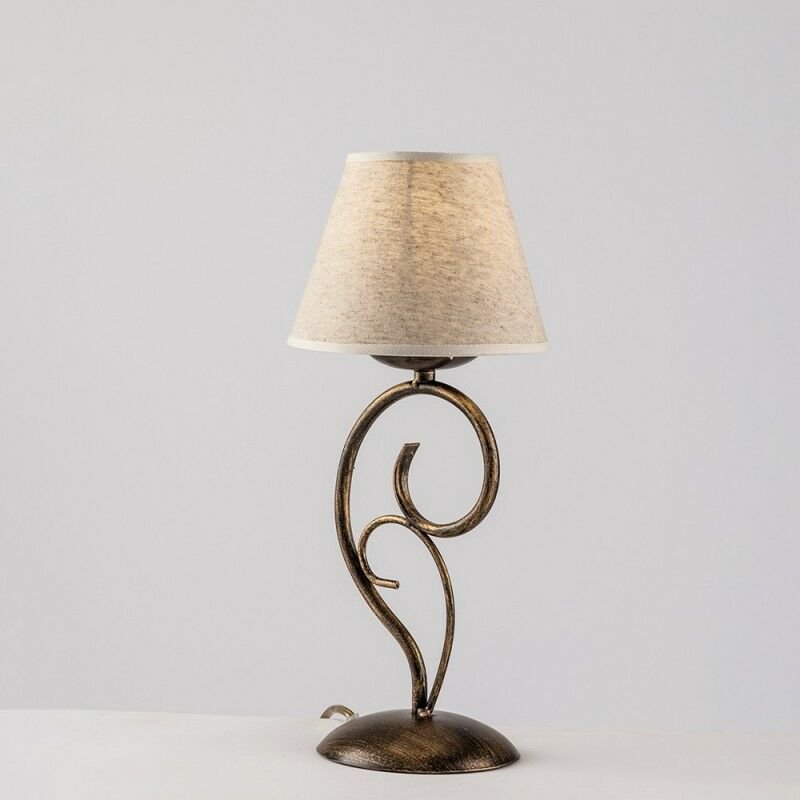 Bonetti Illumina - Vienna Brown Gold Tischlampe One Light Stoffeffekt Lampenschirm 16x h38 cm