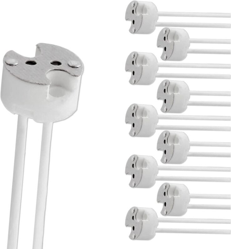 GU5.3-Fassung mit Silikonkabel, 12–250 V, max. 2 A, 100 W, MR16 GU5.3-Keramiksockel, GU5.3-, G4-, GU4- und G6.35-Fassung...