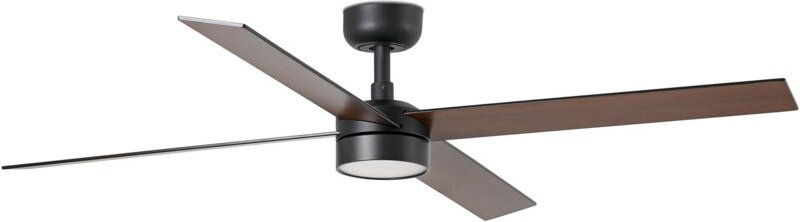 Faro Rudder Großer Deckenventilator mit 4 Flügeln, Mattschwarz, Walnuss, mit Licht 2700 – 4000 – 6500 K, Tuya Smart Syst...