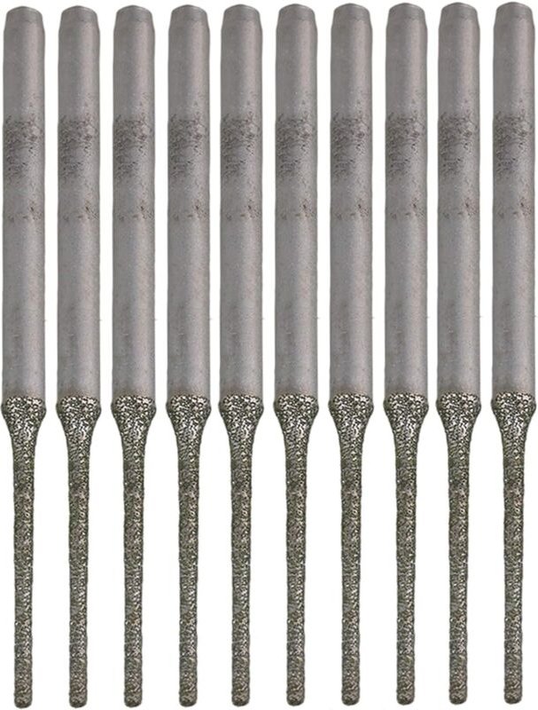 Memkey - Set mit 10 verlängerten Diamantbohrern mit silberner Spitze, von , zum Bohren von Löchern in Mineralien, Perlen...