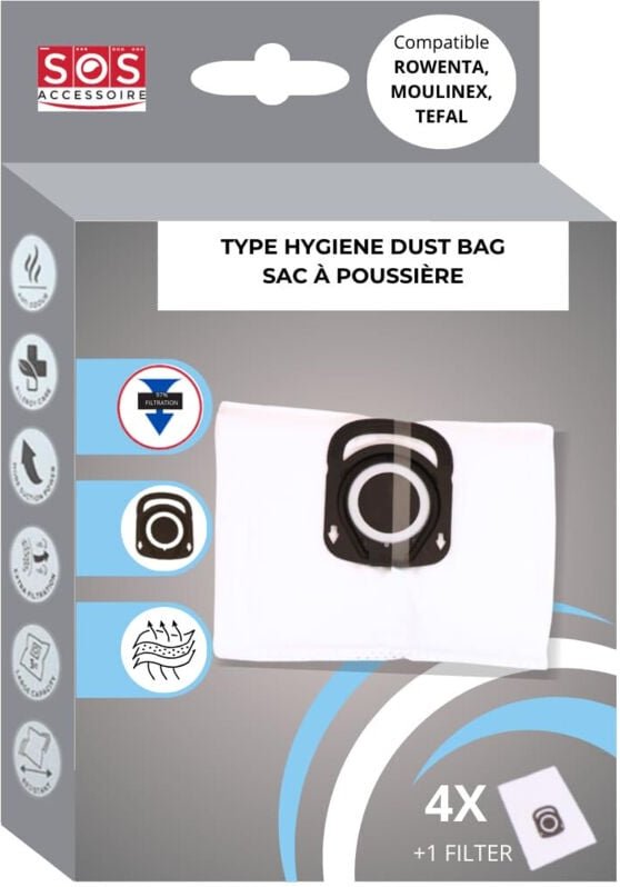 Ersatzteil - Box mit 4 Beuteln + 1 hygiene+ Filter - - rowenta, tefal Moulinex