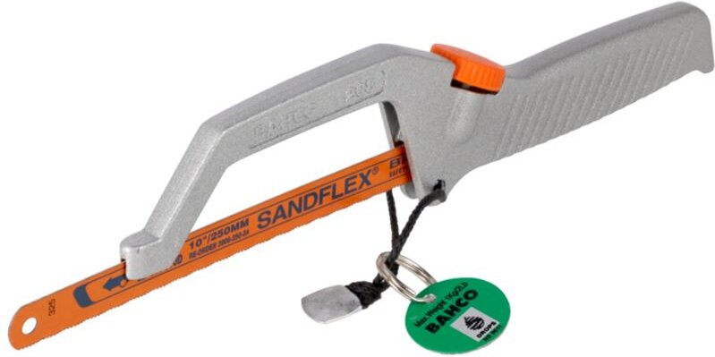 Bahco - Mini-Bügelsäge mit Sandflex Bi-Metall-Sägeblatt und Kevlar Fangleine 330 mm