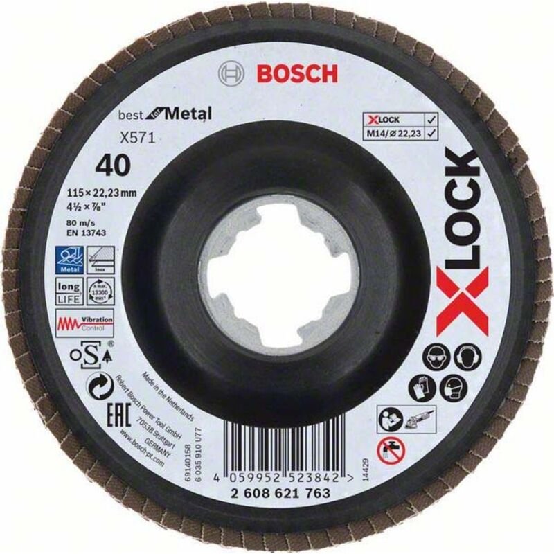 Bosch PRO X571 X-Lock Fächerschleifscheibe 115 mm G40 - 2608621763