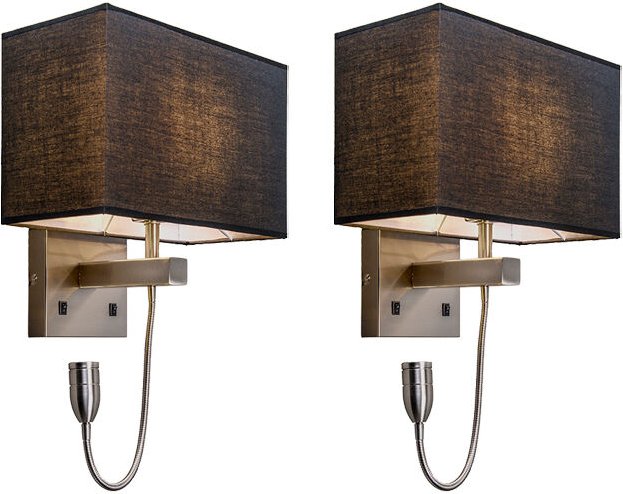 2er Set Wandlampen aus Stahl mit Schirm, Lesearm inkl. led - Bergamo