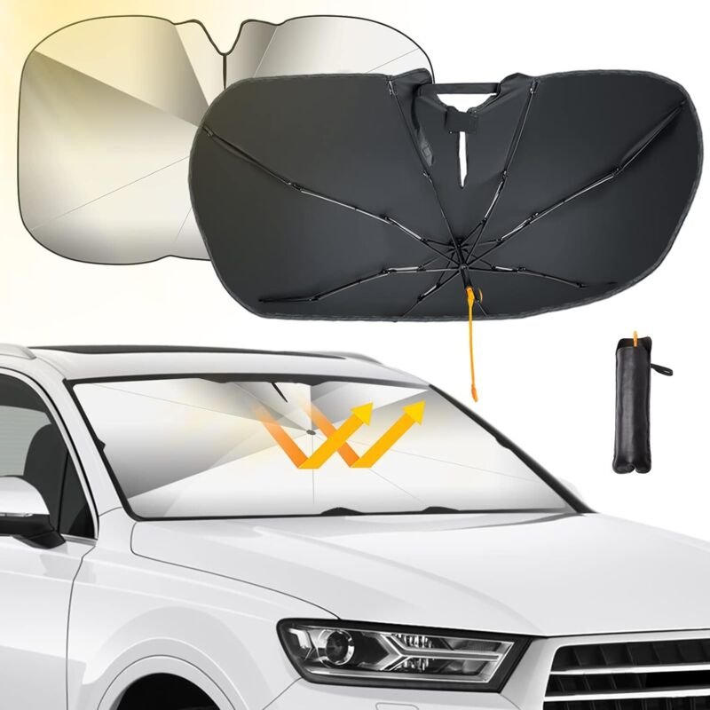 Thumbnail - Pare-Soleil Voiture Pare-Brise Avant, Auto Pliable Pare-Brise-Soleil Parapluie Couverture avec 360° Réglable Flexible Ti...