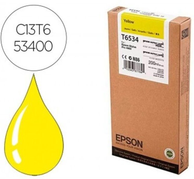 Epson Tintenkartusche Stylus Pro 4900, C13T653400, yellow, 200ml (C13T653400)