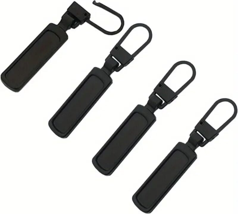 4 Stück Reißverschluss-Zipper Ersatz Rechteckig Schwarz, Edelstahl Zipper für Reißverschluss, Reißverschluss-Reparatur S...